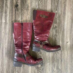 Rieker Antistress 'Sybille 70' riding boots in red leather. Size 6.5-7